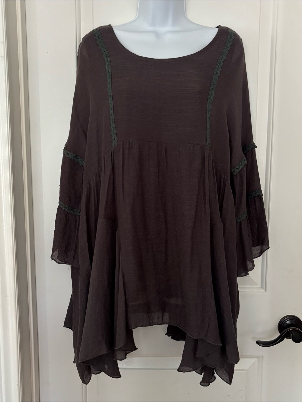 Paisley Vine flowy dress Small gray boho hippie peasant festival
